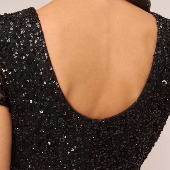 Adrianna Papell Women’s Scoop Back Sequin Black Long Dress  Gown Size 8 - Picture 2 of 16